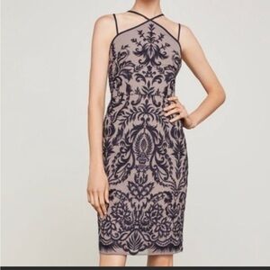 Bcbg maxazaria navy and blush embroidered dress size 6 nwt